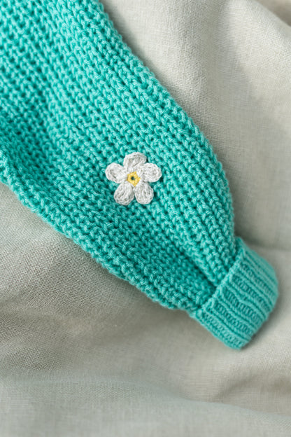 Margrietiņu kardigans tirkīzzilā krāsā